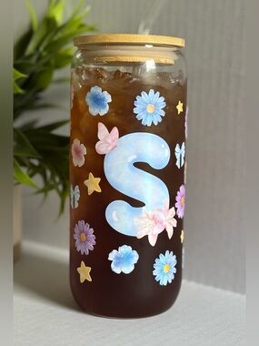 ✨ Custom Letter Farm Style Can Cup - 16oz 🐮